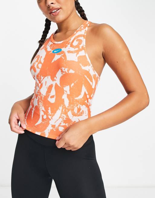 Orange Nike Training One Luxe Tank Top