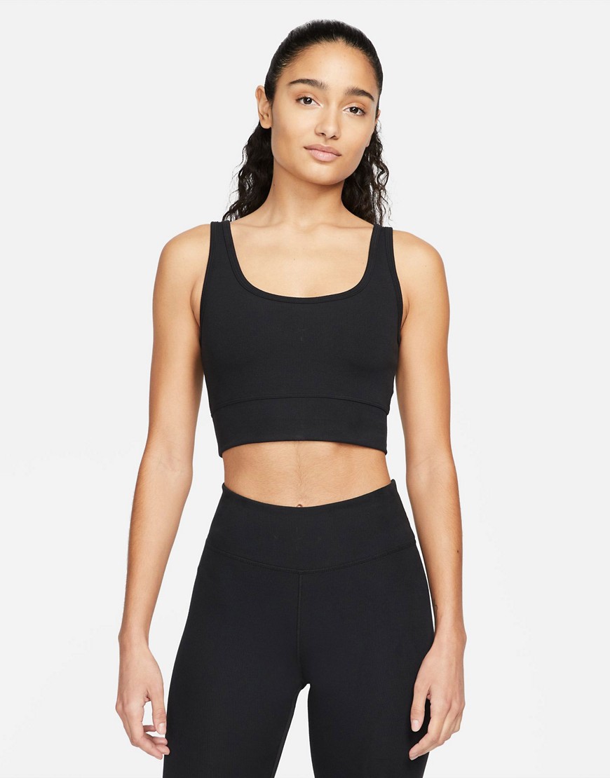 Nike Dri-fit One Luxe Ribbed Tank Top In Black