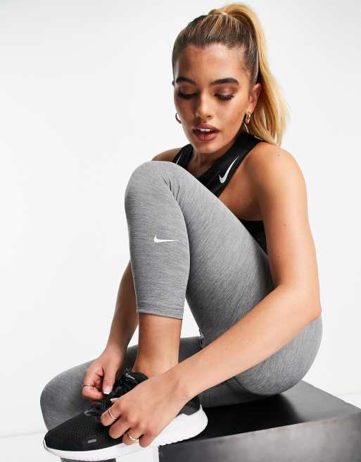 Nike Training Dri-FIT One mid-rise cropped leggings in gray heather | ASOS