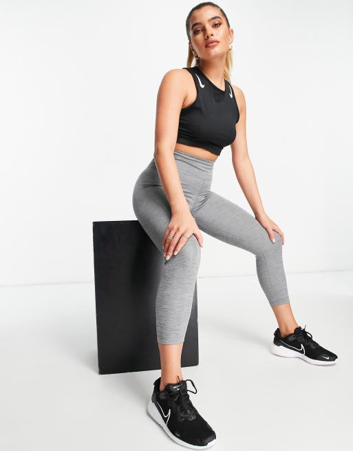 Dri-fit fast cropped running leggings, black/grey, Nike