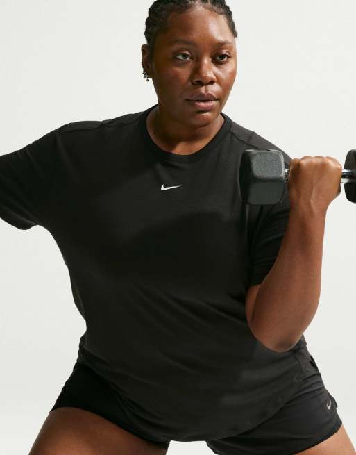 Nike Training Dri-FIT One Relaxed Curve top a maniche corte nero, 3 di 4