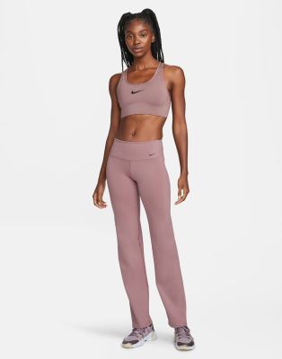 Nike Training - Dri-Fit - Power-Pants mit ausgestelltem Bein in Smokey Mauve-Schwarz