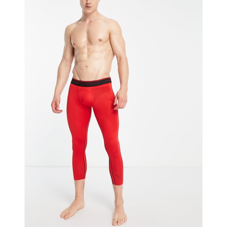 Nike Training Pro compression 3/4 tights in red | ASOS