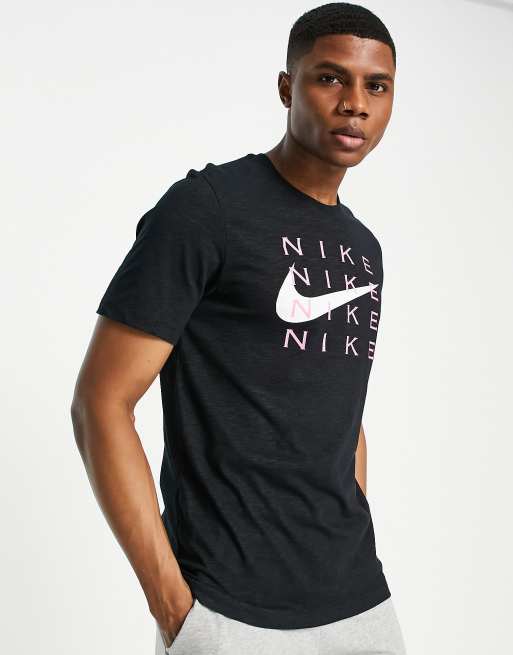 Nike Training Dri-FIT repeat logo slub t-shirt in black | ASOS