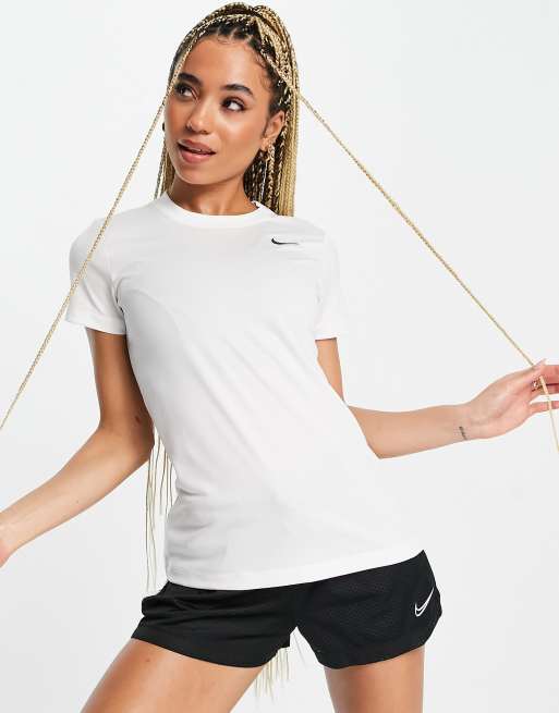 White nike dri fit best sale shirt womens