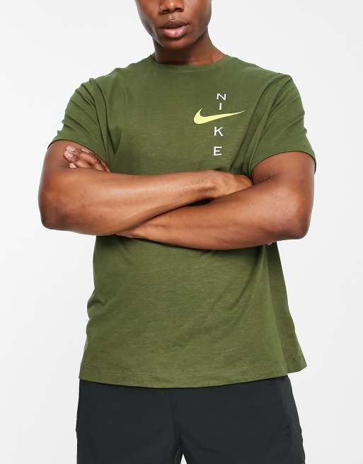 Nike Training Dri-FIT logo t-shirt in khaki ASOS