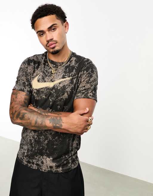 Nike Training Dri-FIT Story Pack acid wash print T-shirt in dark beige, 3 of 4