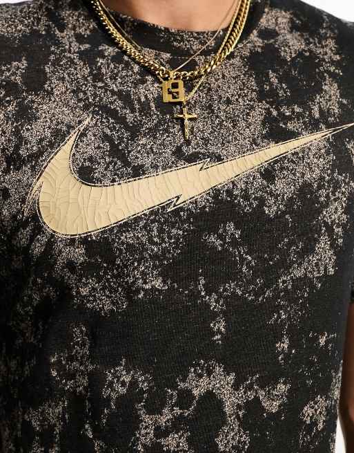 Nike Training Dri-FIT Story Pack acid wash print T-shirt in dark beige, 4 of 4