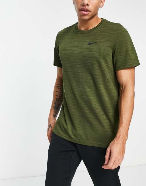 Nike Training - Dri-FIT Superset - T-shirt i meleret kakigrøn
