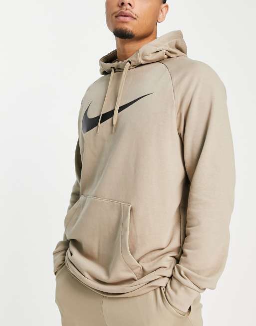 Nike Training Dri FIT Swoosh fleece hoodie in sand