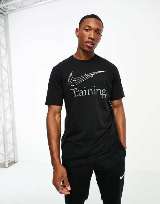 Nike Training Dri FIT swoosh graphic t shirt in black