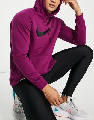 Nike Training Dri-FIT Swoosh logo hoodie in dark purple