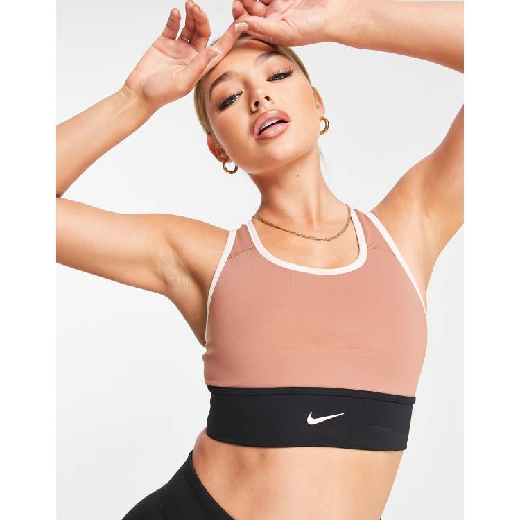 Nike Dri Fit Swoosh Icon Clash Medium Support V Neck Sports Bra