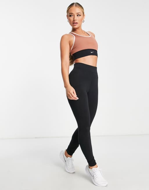 Nike Dri Fit Swoosh Longline Medium Support Sports Bra Black