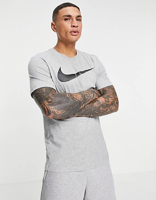 Nike Training Dri-Fit swoosh t-shirt in gray | ASOS