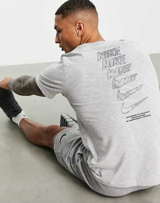 Nike Training - Dri-FIT - T-shirt avec imprimé au dos - Gris