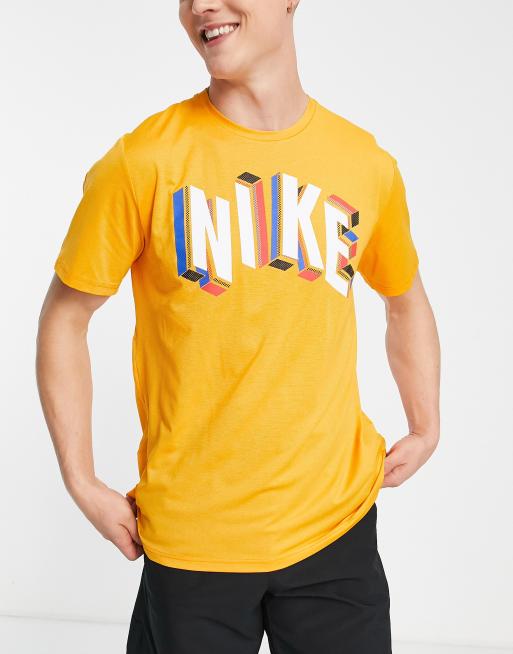 Nike XL Dri-Fit T-Shirt Light Blue Yellow Swoosh