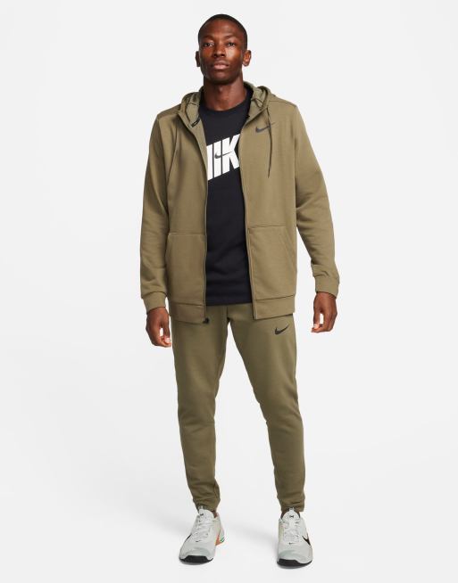 Nike Training - Dri-FIT - Toelopende joggingbroek van fleece in kaki , 2 van 4