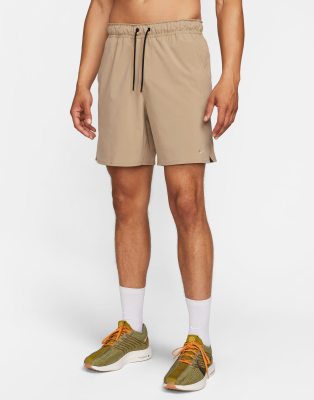 Nike Training Dri-fit Unlimited Woven 7inch Shorts In Beige-green In Green