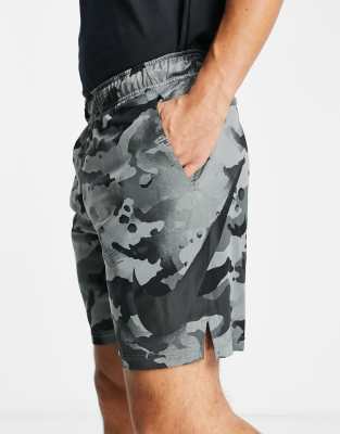 nike training dry camo shorts in grey