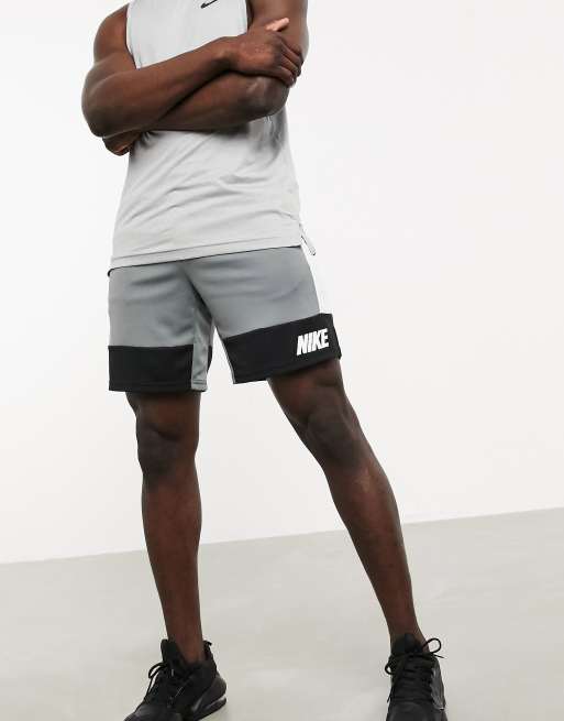 Nike Training dry 5.0 color block shorts in gray