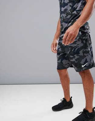 nike training dry camo shorts in grey