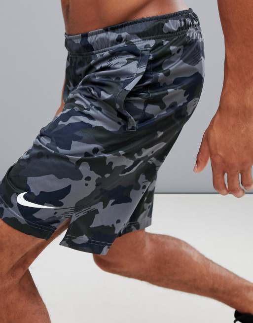 Nike training dry 2025 camo shorts in grey