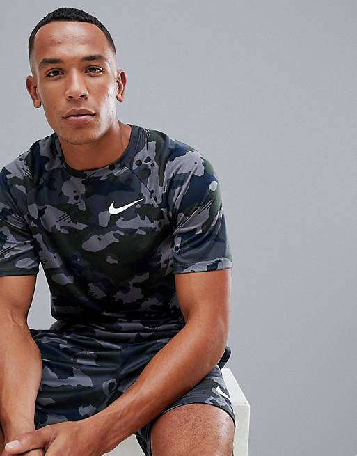 Nike Training Dry Camo T-Shirt In Grey 923524-036 | ASOS