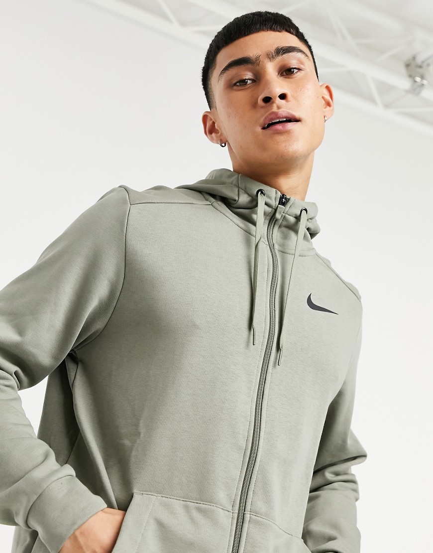 Nike Training Dry fleece zip thru hoodie in green