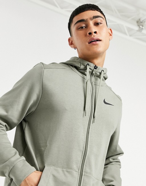Nike Training Dry fleece zip thru hoodie in green