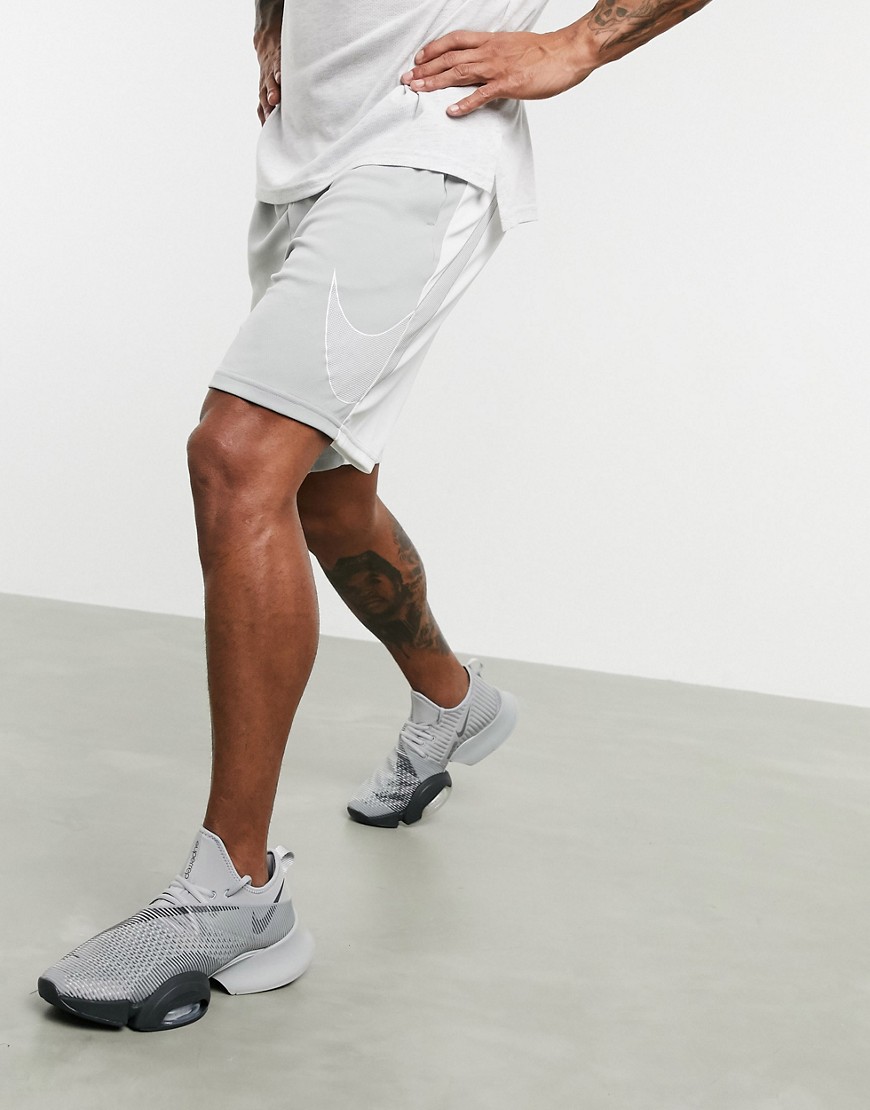 Nike Training dry shorts with large logo in grey
