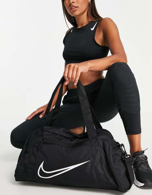 Nike black swoosh logo duffle sales bag