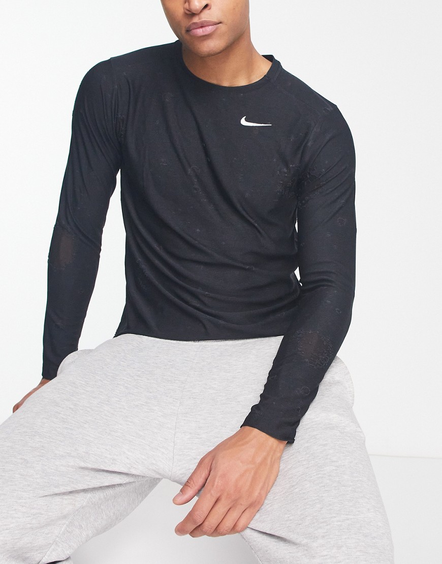 Nike Training D. Y.E. all over printed long sleeve t-shirt in black