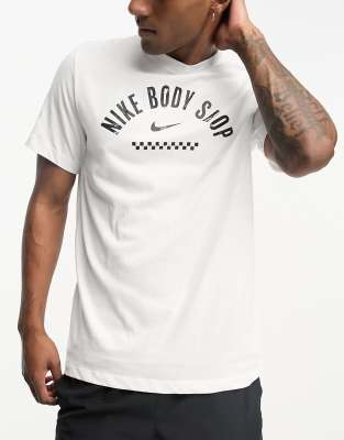 Nike Training Nike Training D.Y.E. Dri-Fit graphic body shop t-shirt in white