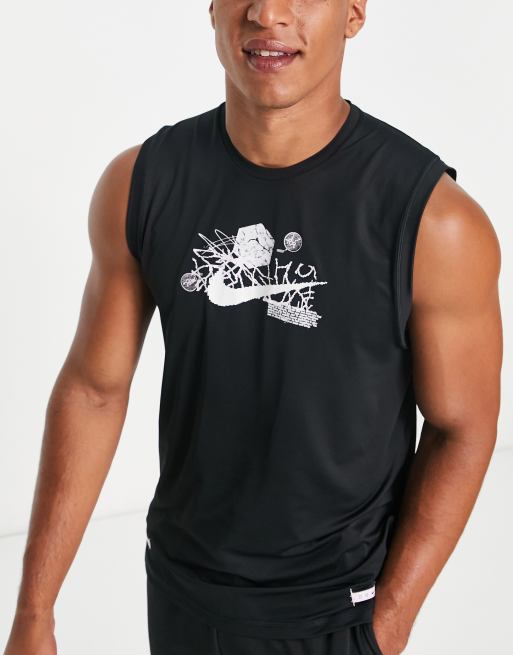 Nike Training Dye Dri Fit Graphic Vest In Black Asos