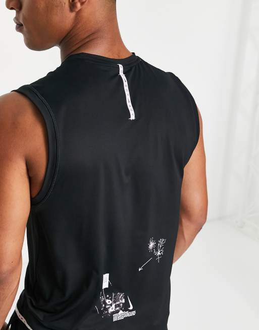 Nike Training Dye Dri Fit Graphic Vest In Black Asos