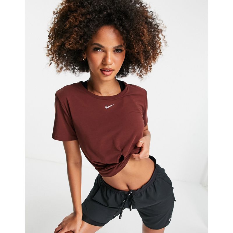 Nike Training - Essential One Luxe - T-shirt corta incrociata bronzo