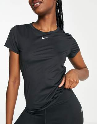 Nike Swoosh graphic slim crop t-shirt in black