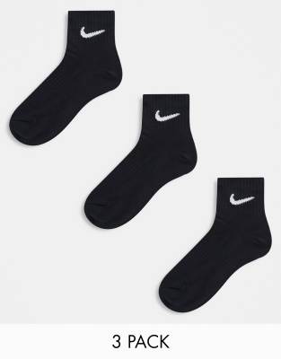 Nike Training - Everyday - 3er-Pack leichte Knöchelsocken in Schwarz