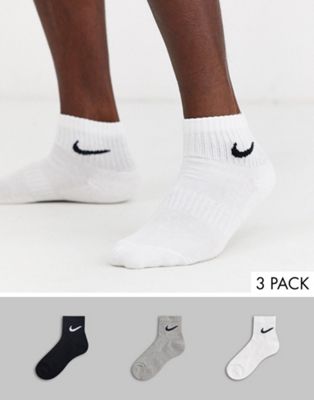 nike training 3 pack ankle socks in white