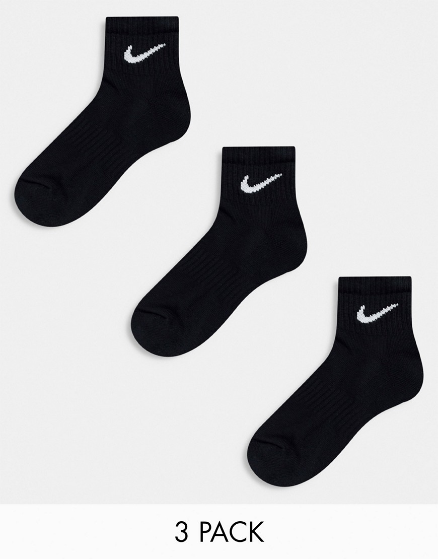 Nike Training Everyday Cushioned 3 pack ankle sock in black