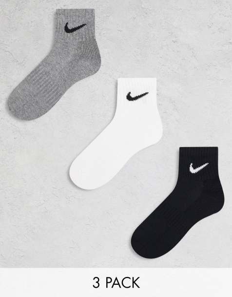 Nike Training Everyday Cushioned 3 pack ankle sock in white, gray and black - view 1