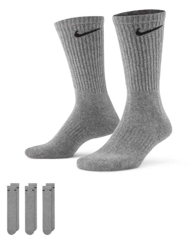 Nike Training - everyday cushioned 3 pack crew sock in grey