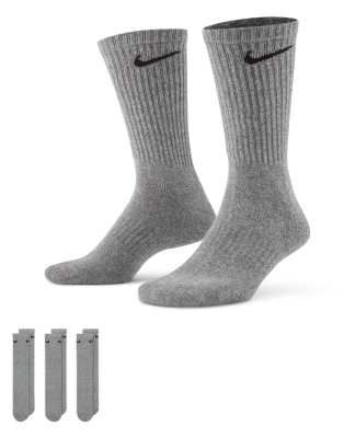 Nike Training Everyday Cushioned 3 pack crew socks in grey