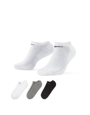 Training Everyday Cushioned 3 pack sneaker sock in white, gray and black-Multi