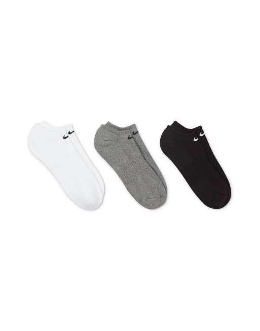 Nike Training Everyday Cushioned 3 pack sneaker sock in white, gray and black