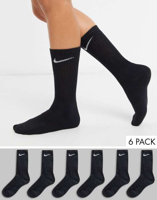 Nike Training Everyday Cushioned 6 pack crew sock in black ASOS