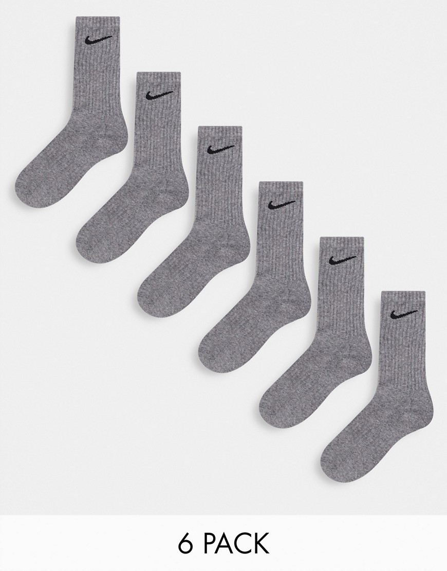 Nike Training Everyday Cushioned 6 pack crew sock in black-Grey