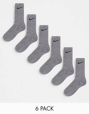 Nike Training - Everyday Cushioned - 6er-Pack Crew-Socken in Schwarz-Grau