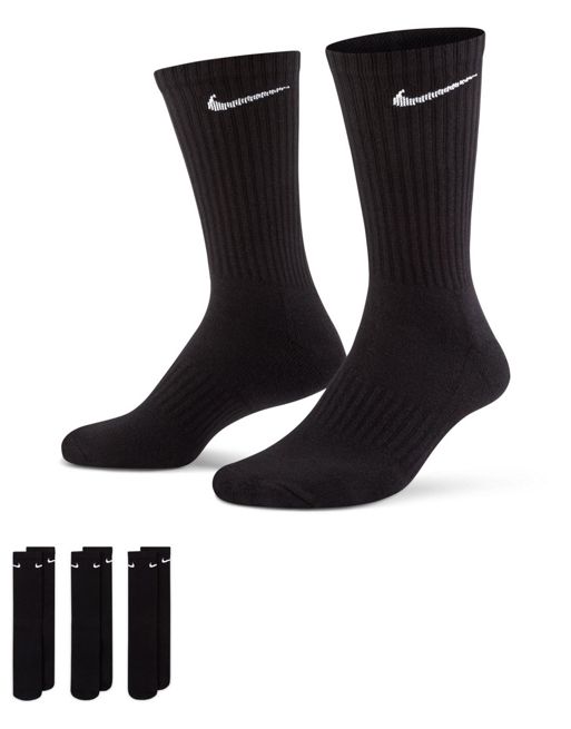 Nike Training - Everyday Cushioned - Confezione da 3 paia di calzini ammortizzati neri